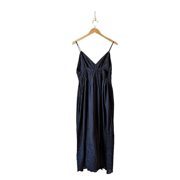 J Crew Maxi Dress V-neck smocked-waist in cotton poplin BR450 Black NWT - Picture 5 of 15